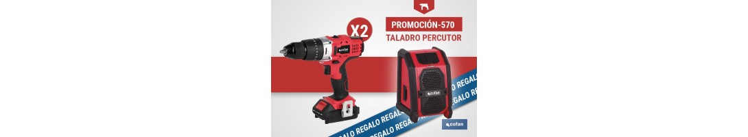 Pack de 2 taladros percutores a batería + altavoz Bluetooth de regalo | Herramientas de calidad