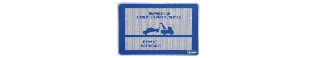 Placa V-24 homologada para Grúas de Auxilio en Carreteras | Señalización de Seguridad para Servicios de Asistencia Vial