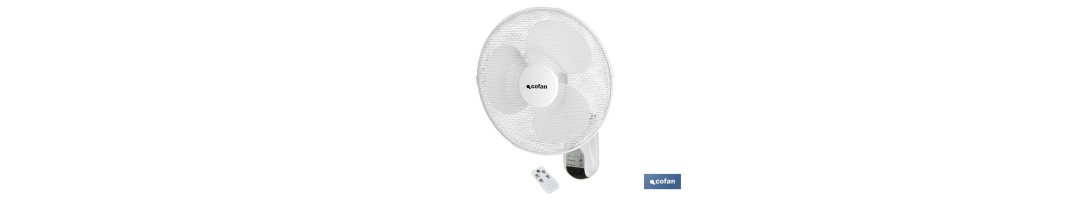 Ventilador de pared con temporizador y mando a distancia | Potencia de 50 W