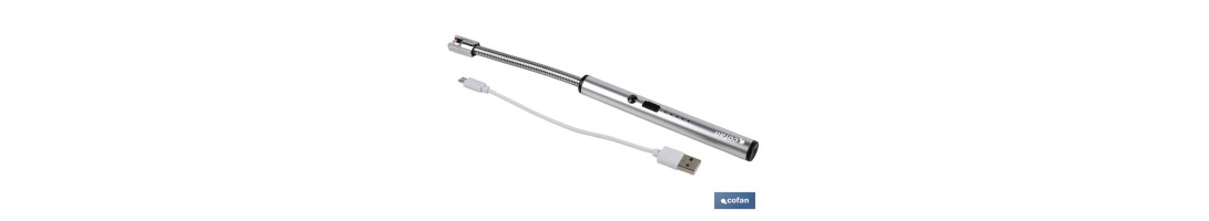 Encendedor eléctrico | Encendedor USB recargable | Mechero con arco de plasma | Cuello flexible | Indicador de batería | Medida