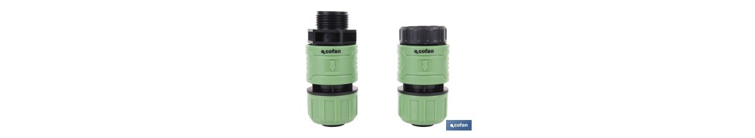 Racor reparador de mangueras de jardín | Conector de ABS | Resistente a UV | Conexión rápida y sencilla | Enlace reparador de 1