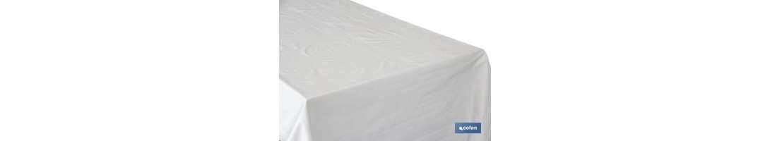 Protector de mesa | Medida 1,40 x 50 m | Material  PVC | Color blanco | Modelo Pureza