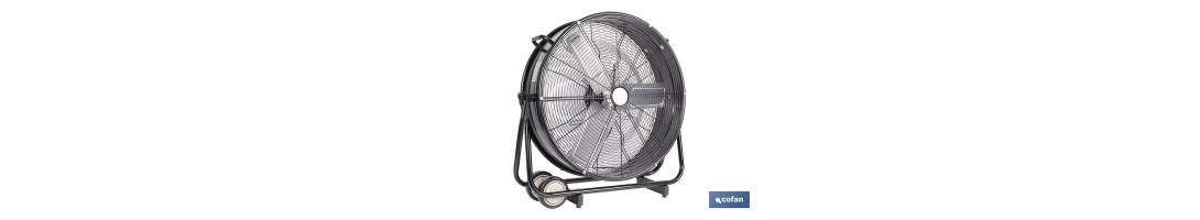 Ventilador industrial de suelo con 3 velocidades | Potencia: 250 W | Color: negro | Ángulo ajustable | Con ruedas y asa metálic
