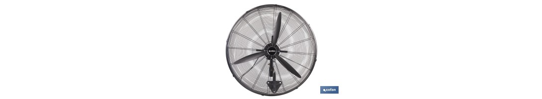 Ventilador industrial de pared con 3 velocidades | Potencia: 200 W | Color: negro | Oscilación 80° | Fácil instalación | Medida