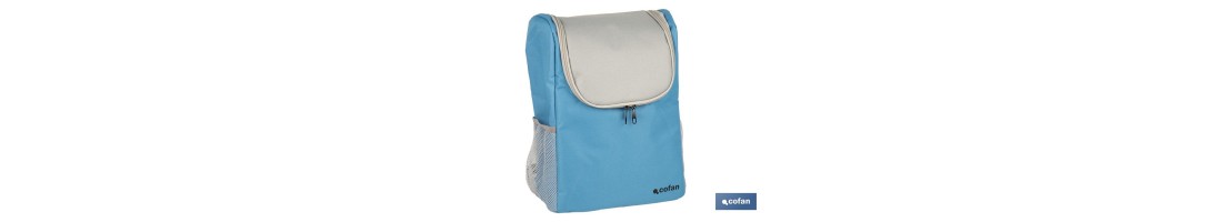 Mochila nevera isotérmica | Mochila de refrigeración | Capacidad: 10 litros | Color: Azul y gris | Medidas: 28 x 12,5 x 37 cm