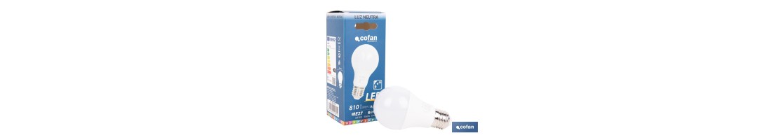 Bombilla Clásica LED con Sensor de Presencia E27 | 8,5 W - 810 lúmenes | 4000 K - luz neutra | Detección 240° 6 m | Ahorro Ene