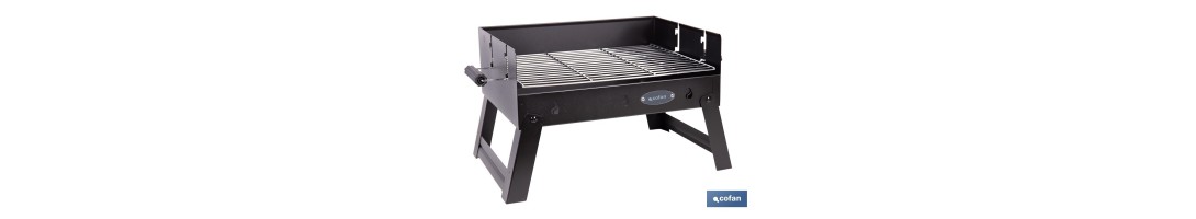 Barbacoa de carbón portátil plegable | Con parrilla cromada | Asas laterales | Compacta y fácil de transportar | Medidas: 45,5