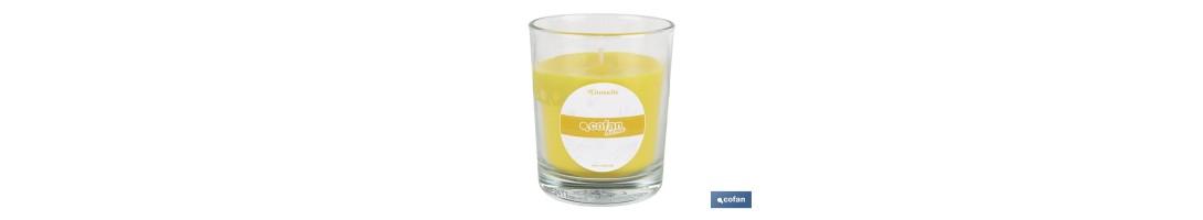 Velas aromáticas de citronela en vaso | Color: Amarillo | 28 horas de duración