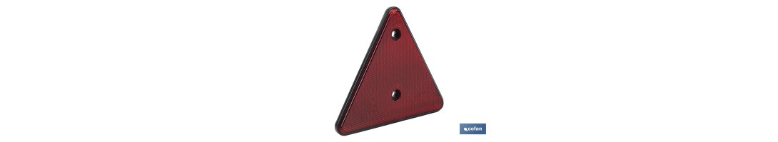 Catadióptrico triangular rojo con 2 agujeros para remolques | Medidas: 165 x 145 mm | Ideal para seguridad vial