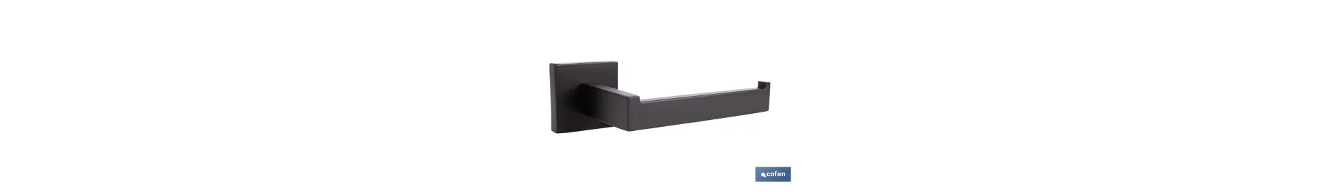 Portarrollos negro mate | Material: acero inoxidable | Diseño cuadrado | Kit de fijación incluido | Medidas: 16 x 8 x 5,5 cm